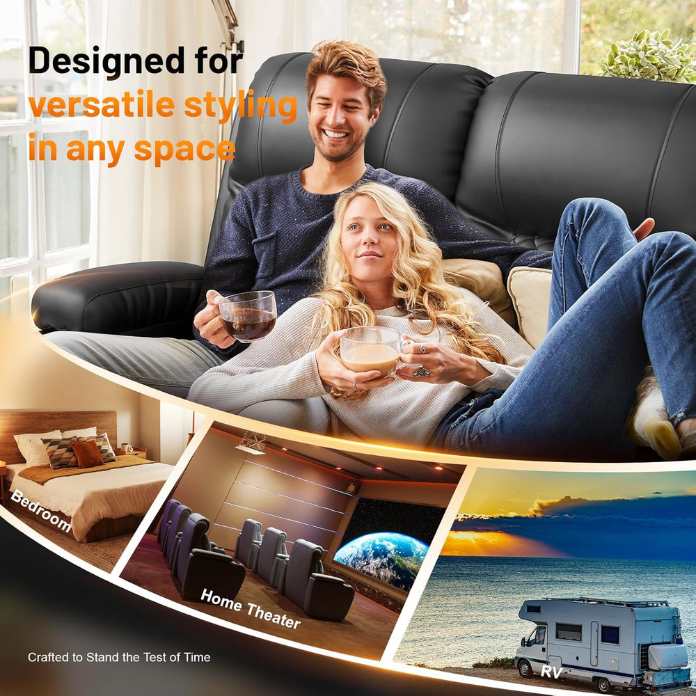 FURNIMAT Recliner Sofa, Modern Dual Reclining Sofa with Flip Back Console, 4 ...