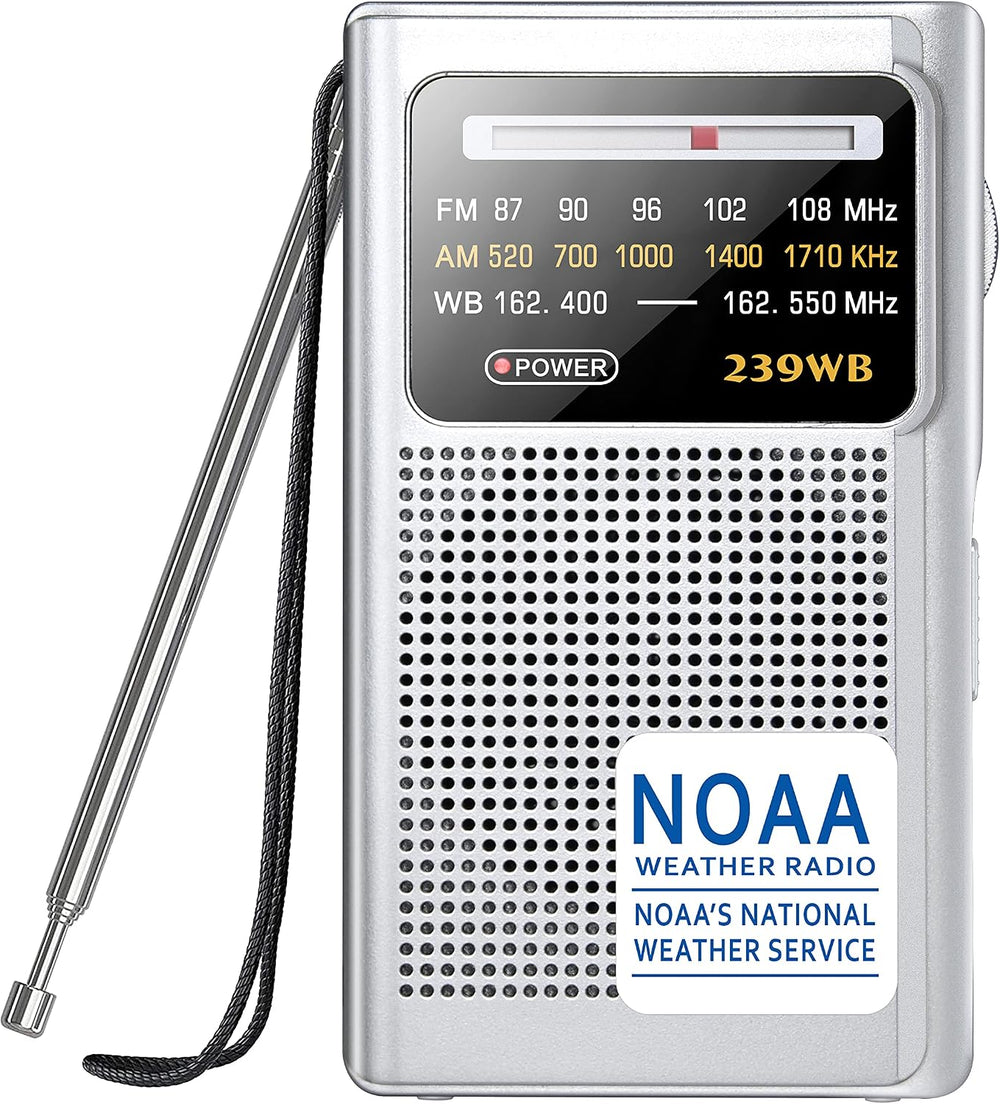 Greadio NOAA Weather Radio, AM FM Transistor Battery Operated Radio