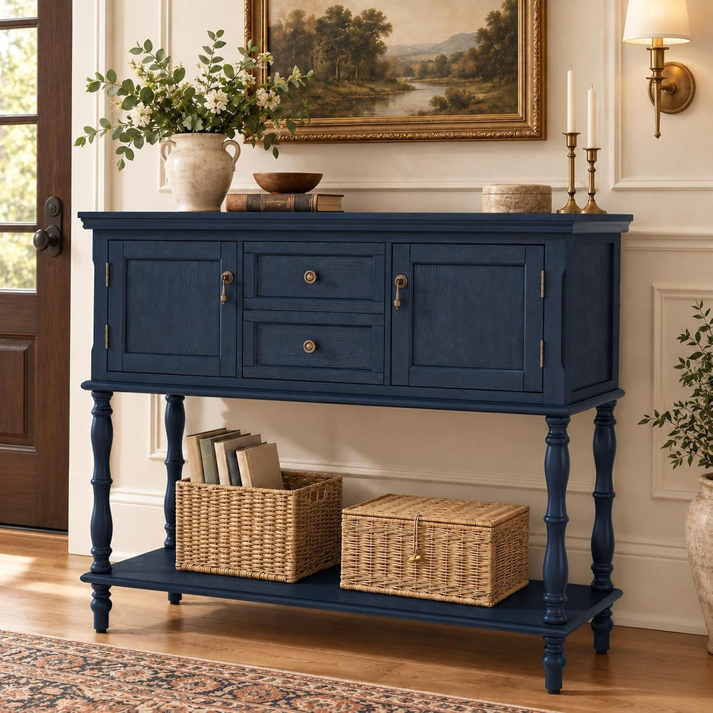 ARTPOWER Console Table with 2 Drawers, Retro Entryway Table with 2 Door