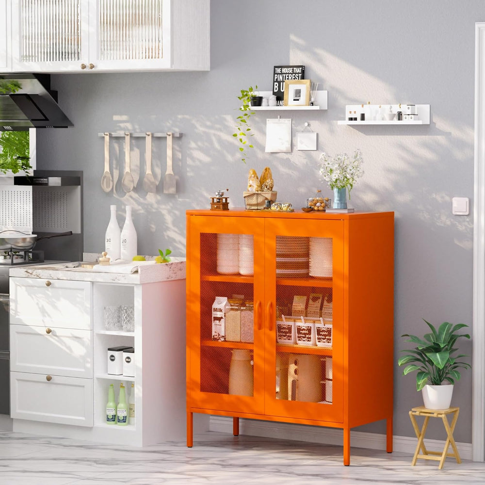 QINPTWUT 40" Industrial Storage Pantry, Kitchen Storage Cabinet with Mes...