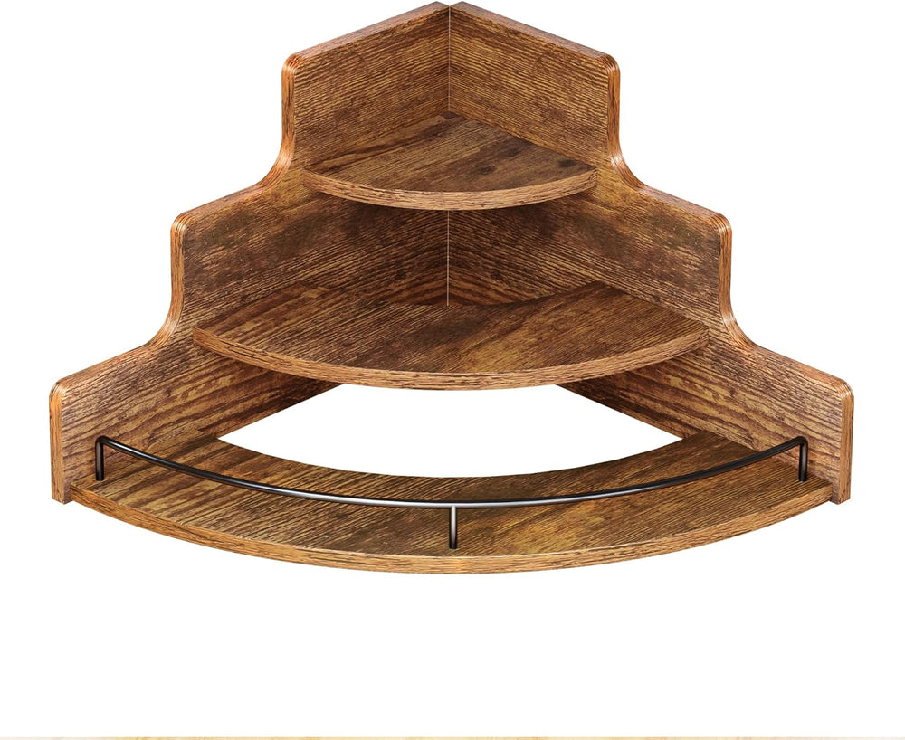 KLM Liquor Bottle Display Corner Shelf, Brown | Coffee Syrup Rack Organizer, ...