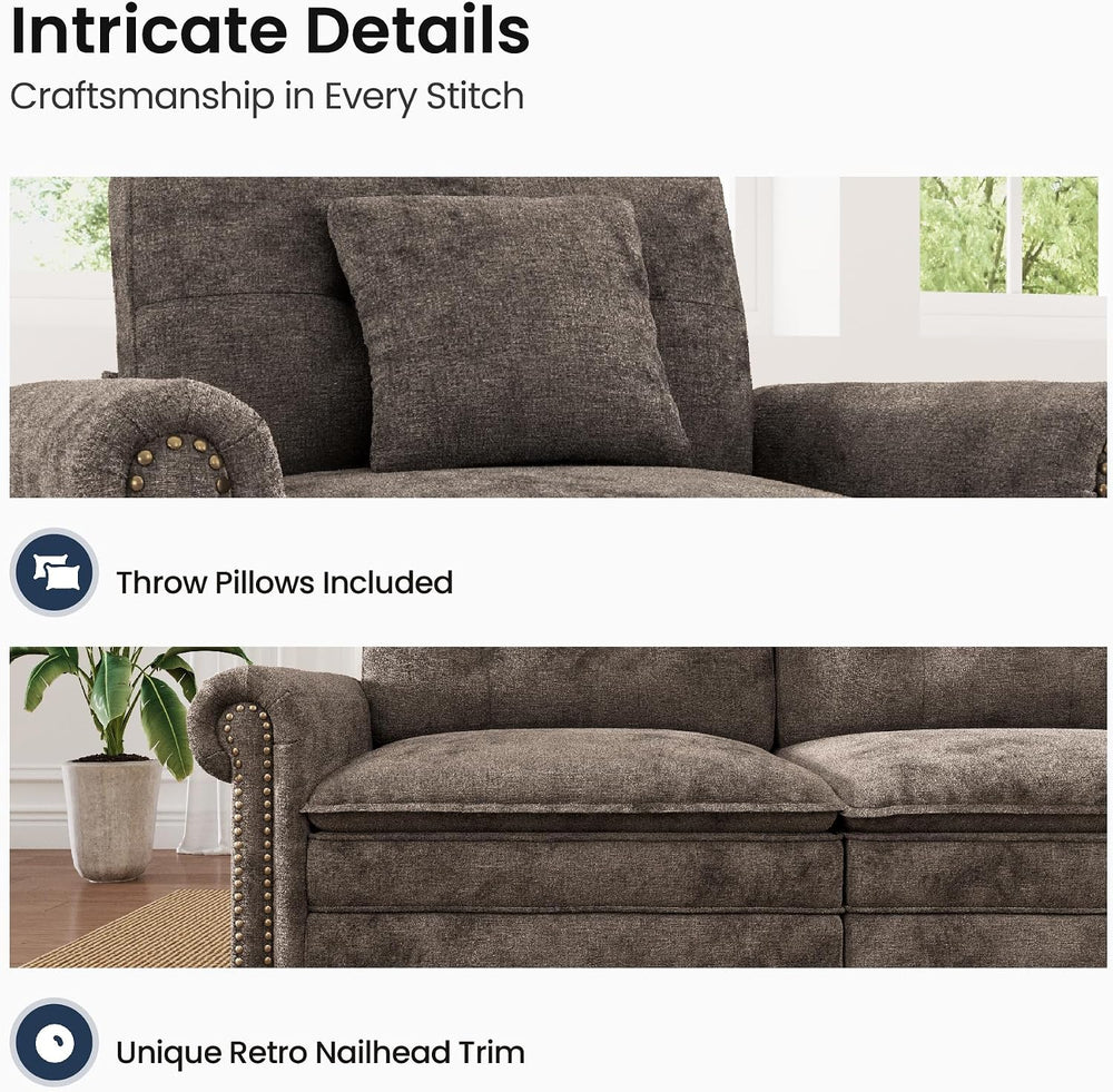 PHI VILLA 73.2" Modular Loveseat Cloud Couch with Rolled Arms & Deep...