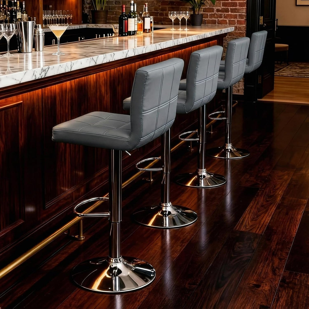 ZENY Set of 4 Adjustable Swivel Barstools, Modern PU Leather Kitchen Counter ...