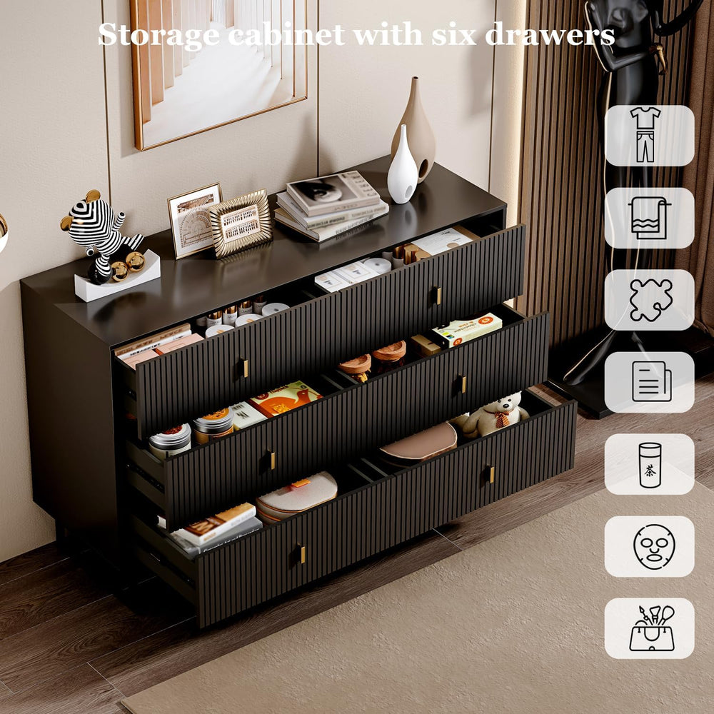 Chrangmay Modern Chest of Drawers with 6 Drawers,Deep Drawers,Clothes Organiz...