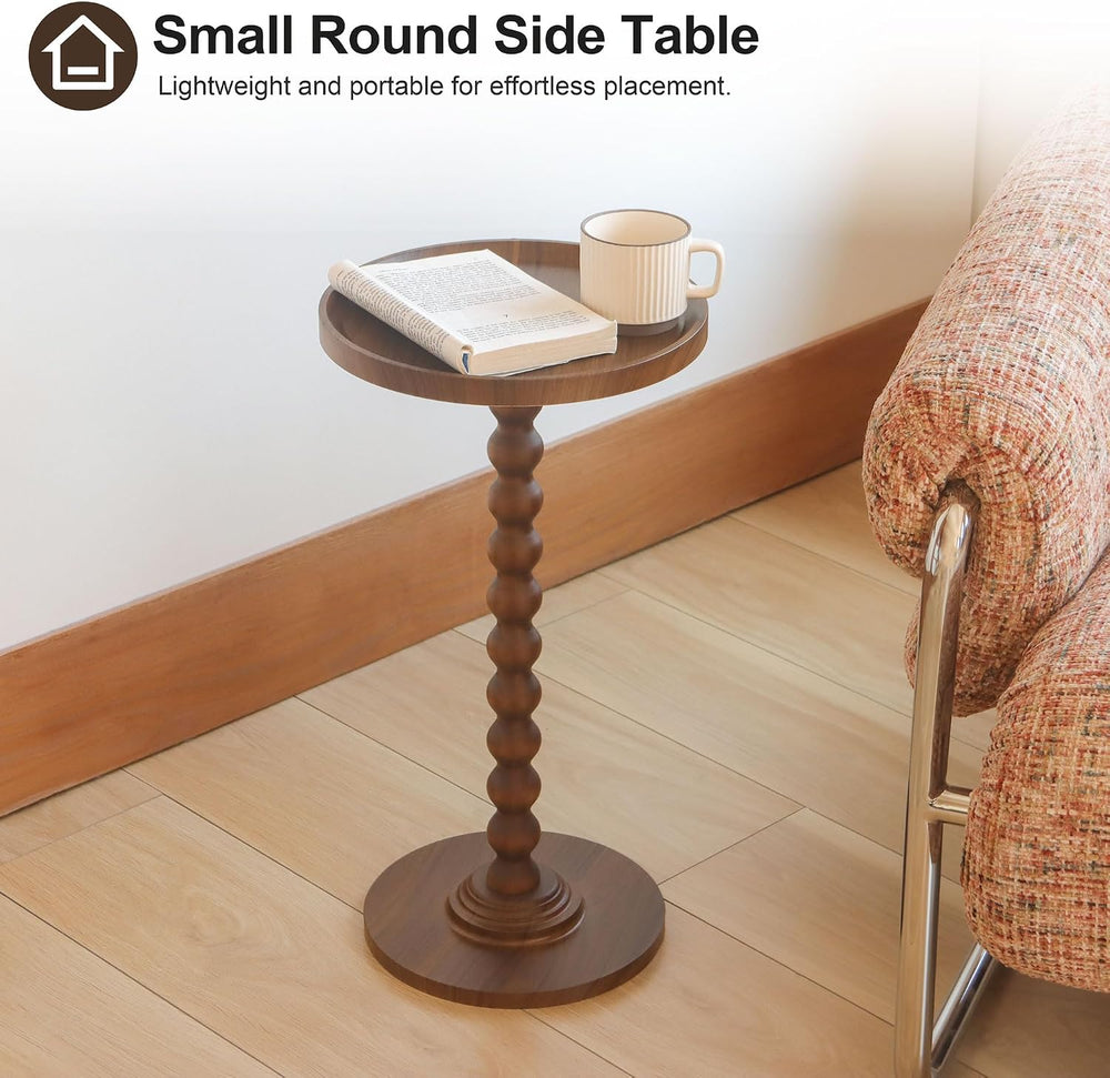 AWASEN Small Side Table, Round Drink Table for Small Spaces, Round Accent End...
