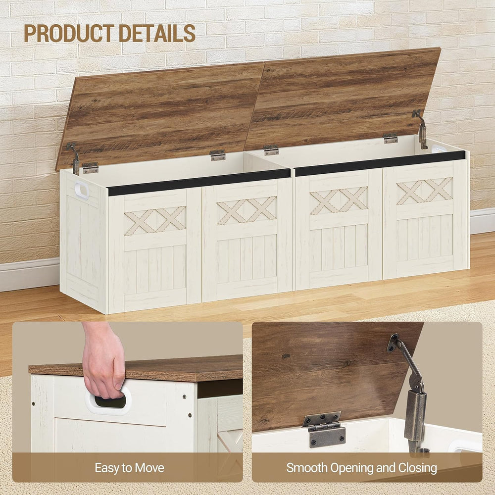 Hzuaneri 59" Farmhouse Storage Chest and Bench | 70 Gal | 330lb Seat