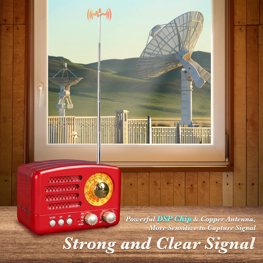 PRUNUS J-160 Retro Vintage AM FM Radio with Bluetooth Speaker