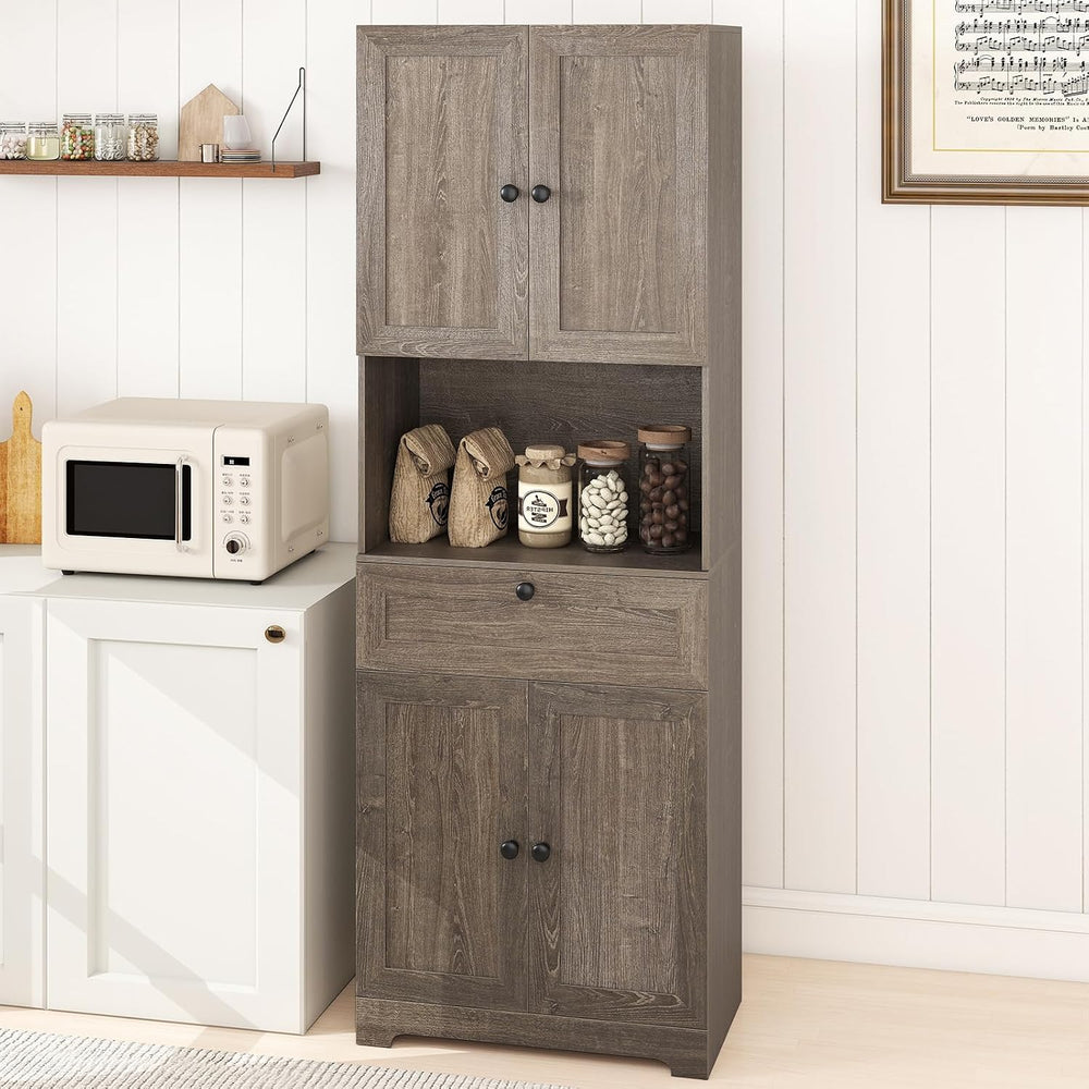 GOFLAME 67.5" Tall Pantry Cabinet, Freestanding Kitchen Pantry Cupboard ...