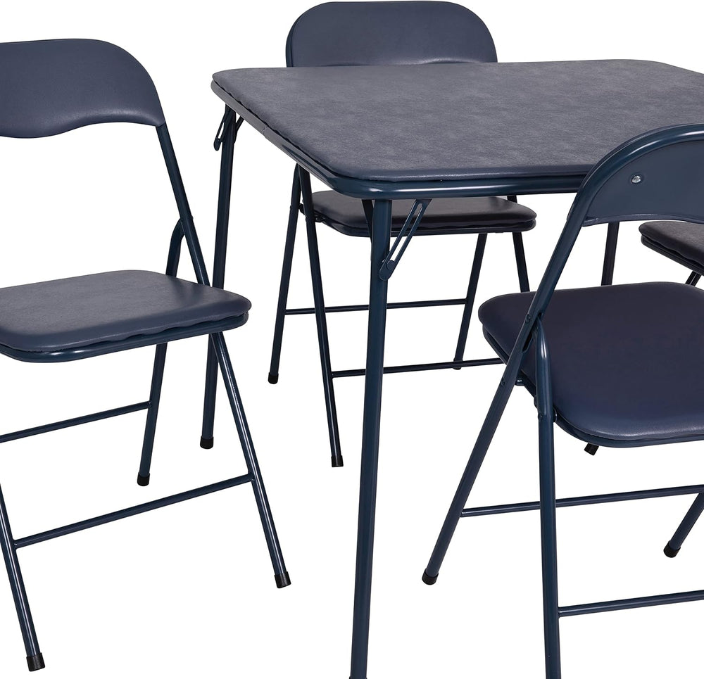 Flash Furniture Madison 5-Piece Folding Card Table and Chair Set, Navy | Port...