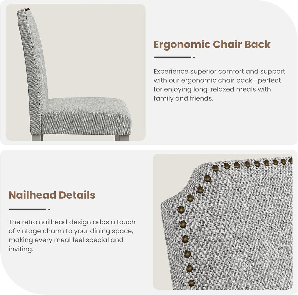 GarveeHome Upholstered Dining Chair Set, Solid Wood Chairs with Solid Wood Le...