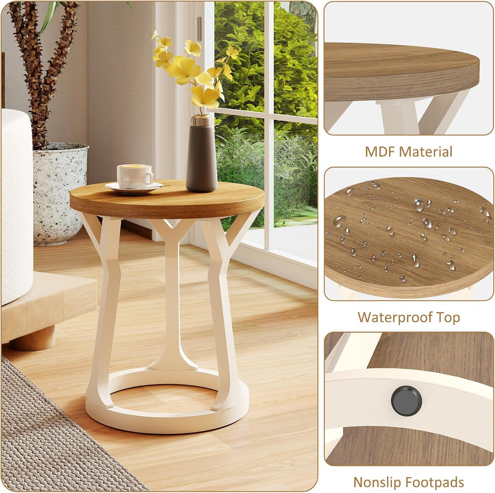 Kinfant Accent Side Table - Vintage Wood End Table Sofa Table with Bottom She...