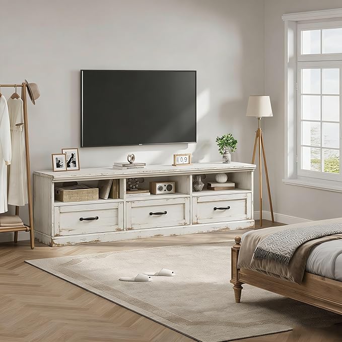 IDEALHOUSE 70in TV Stand for TVs up to 80", Mid Century Modern Entertain...