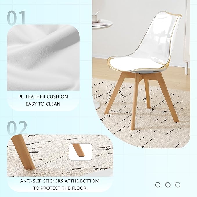 Dining Chairs Set of 4, Clear Acrylic Dining Chair Modern Transparent Chairs ...