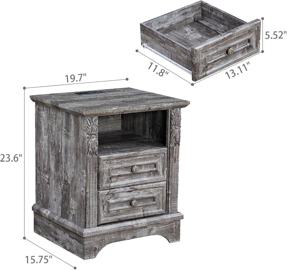 BLANKSPACE Nightstand,Farmhouse End Side Table, Night Stand,Bedside Cabinet f...