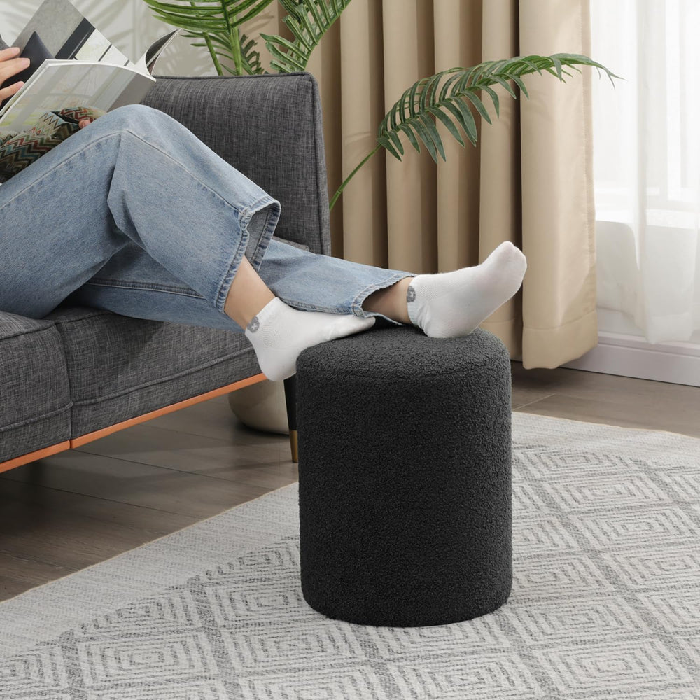 Joveco Round Ottoman Footrest, Upholstered Vanity Stool for Makeup Living Roo...