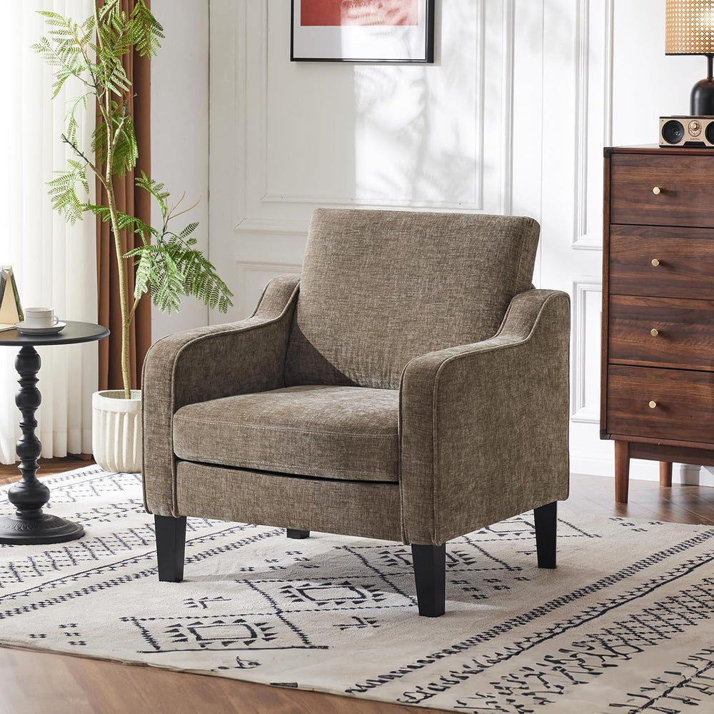 VINGLI Light Brown Accent Chair, Upholstered Armchair for Living Room | Cheni...