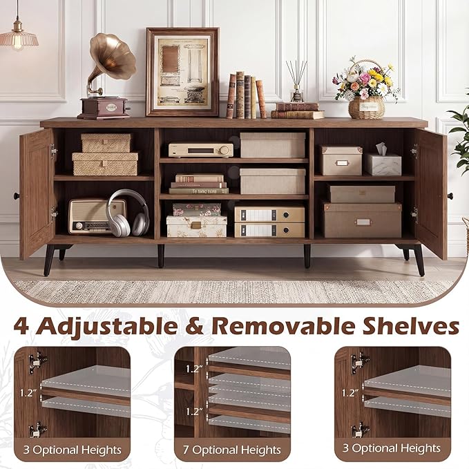 Giantex 2-Door TV Stand for TVs up to 65", Mid Century Modern Entertainm...