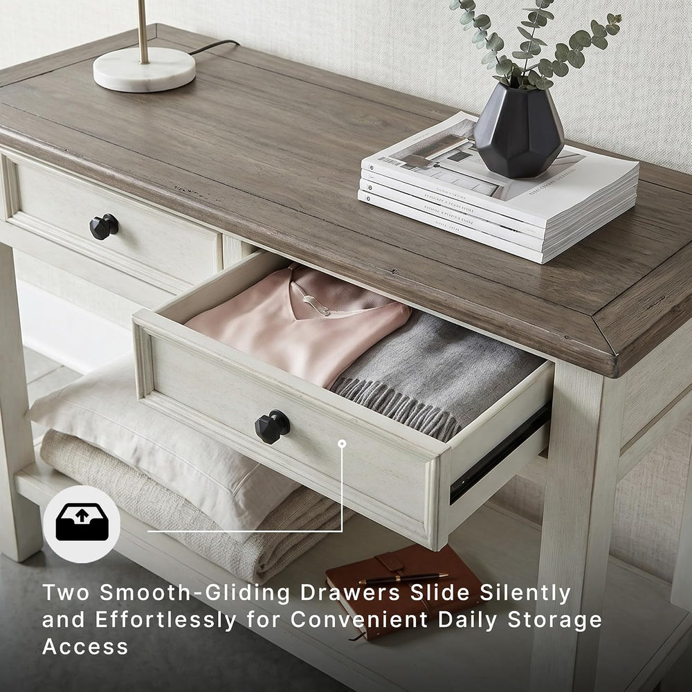 Signature Design by Ashley Bolanburg Farmhouse Sofa Console Table, White | Tw...