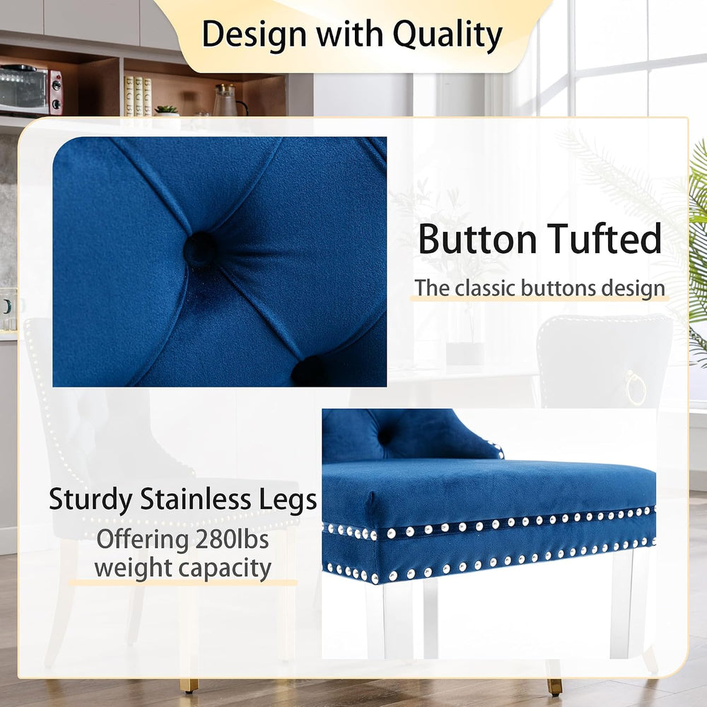 Dining Room Chairs Set of 4, Tufted Velvet Chairs with Modern Stainless Steel...