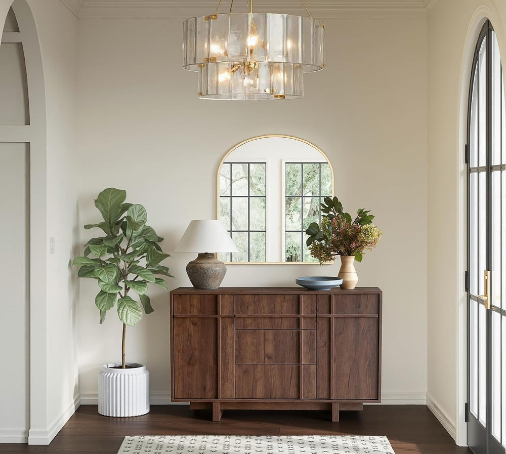 47.2" Buffet Cabinet with Storage, Skeleton Line Design, Walnut