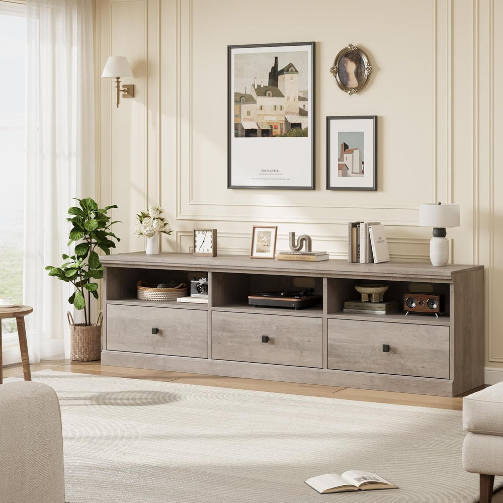 Garvee 70 Inch Mid-Century Modern TV Stand for 65/70/75 in TV, Entertainment ...