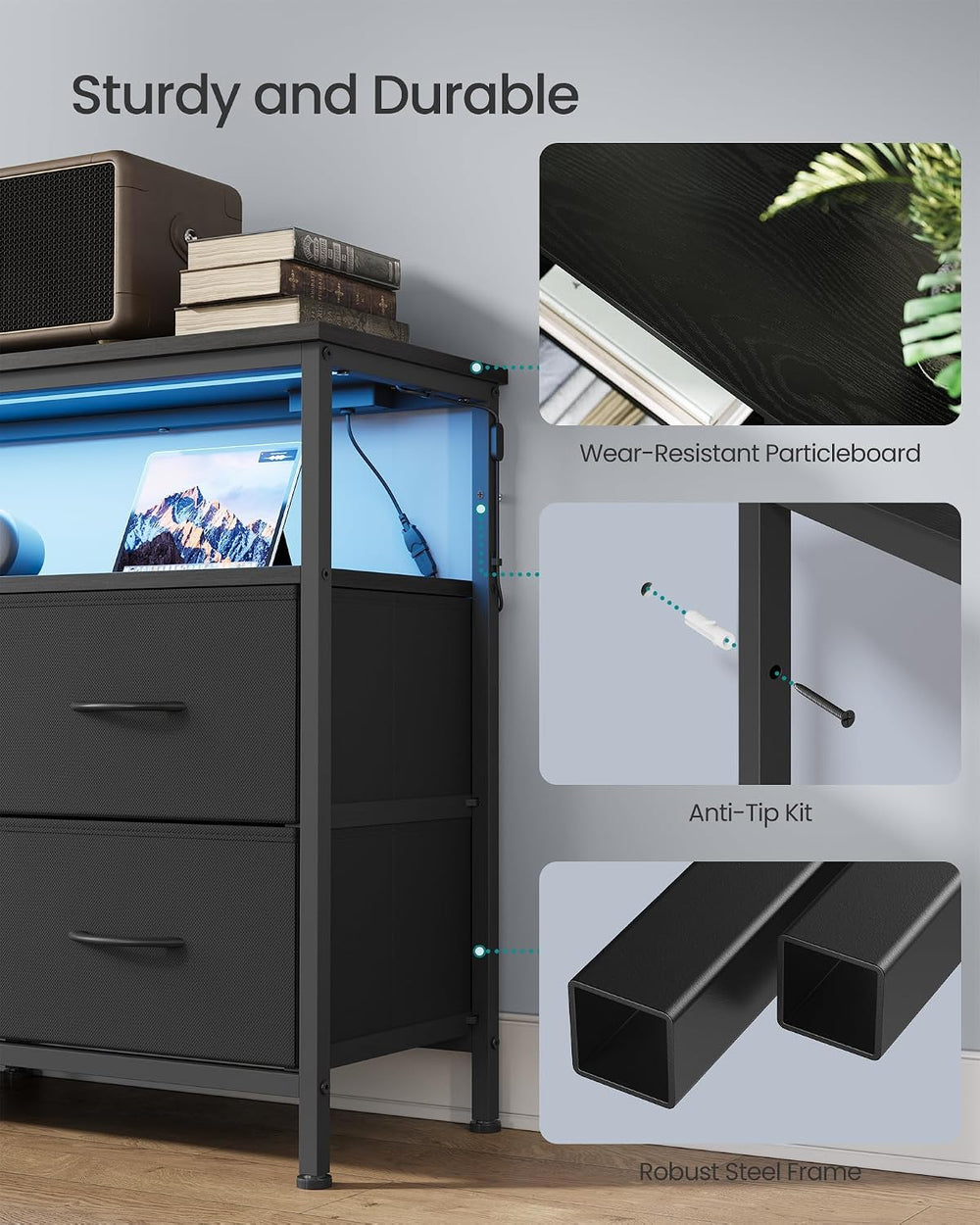 SONGMICS BELLAH Collection - Dresser for Bedroom, Chest of Drawers, TV Stand ...