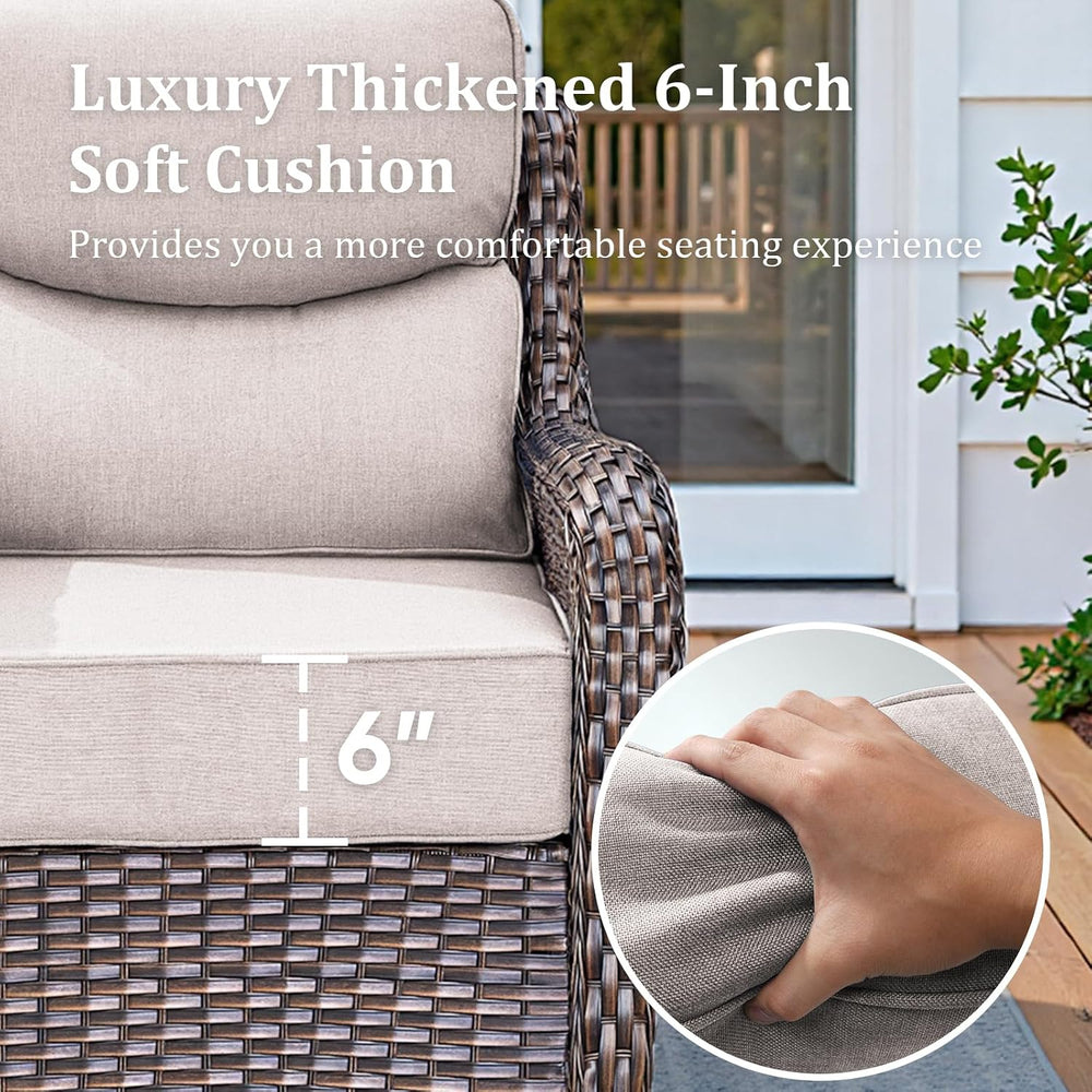 Luxury Outdoor Swivel Rocker Patio Chairs Set of 2 with 6-Inch Thick Cushions...