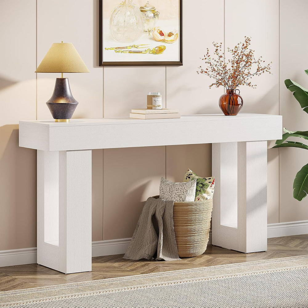 Tribesigns 63-Inch Long Console Table, Wooden Rectangular Sofa Table Behind T...