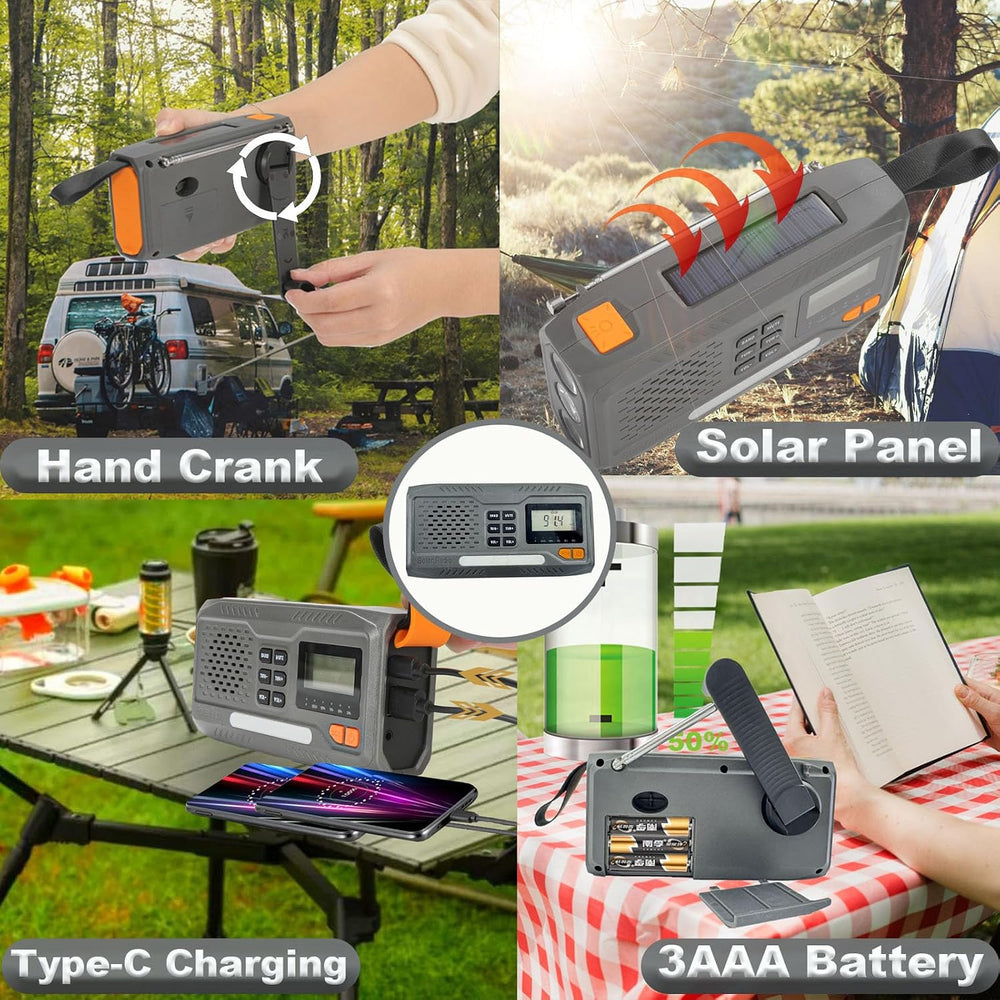 Emergency Hand Crank Radio, 7400mWh Solar Weather Radio with AM/FM/NOAA, Batt...