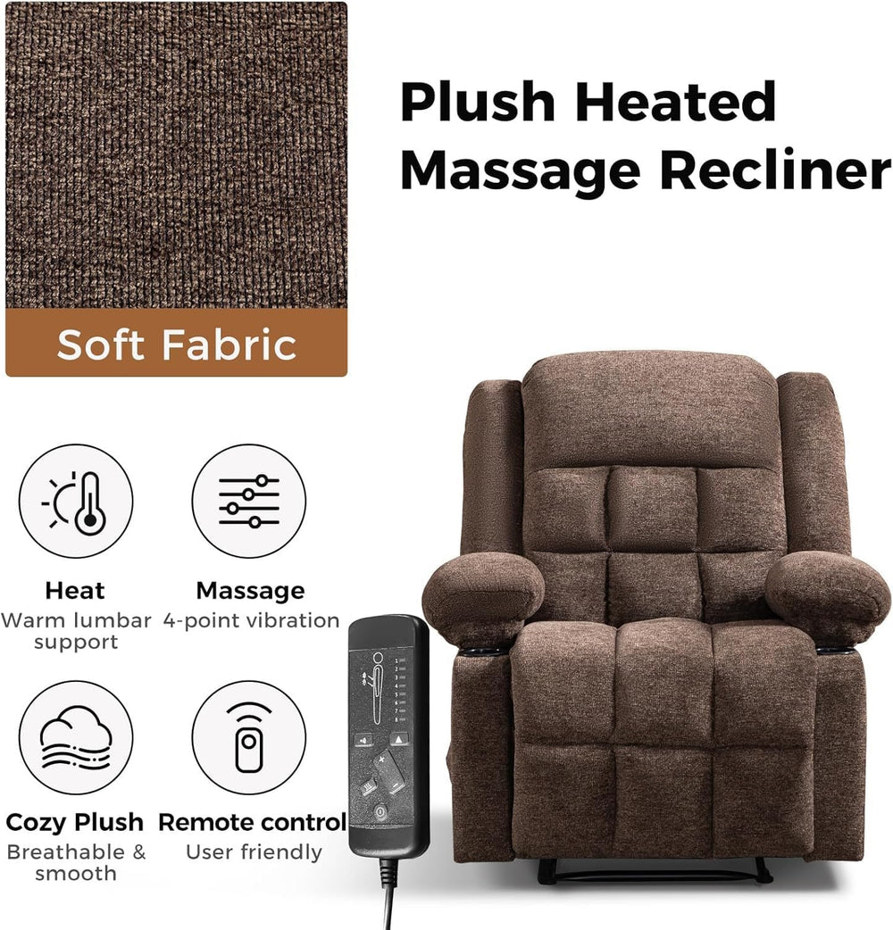HAOMARKETS Manual Recliners with Massage and Heat for Adults, Classic Breatha...