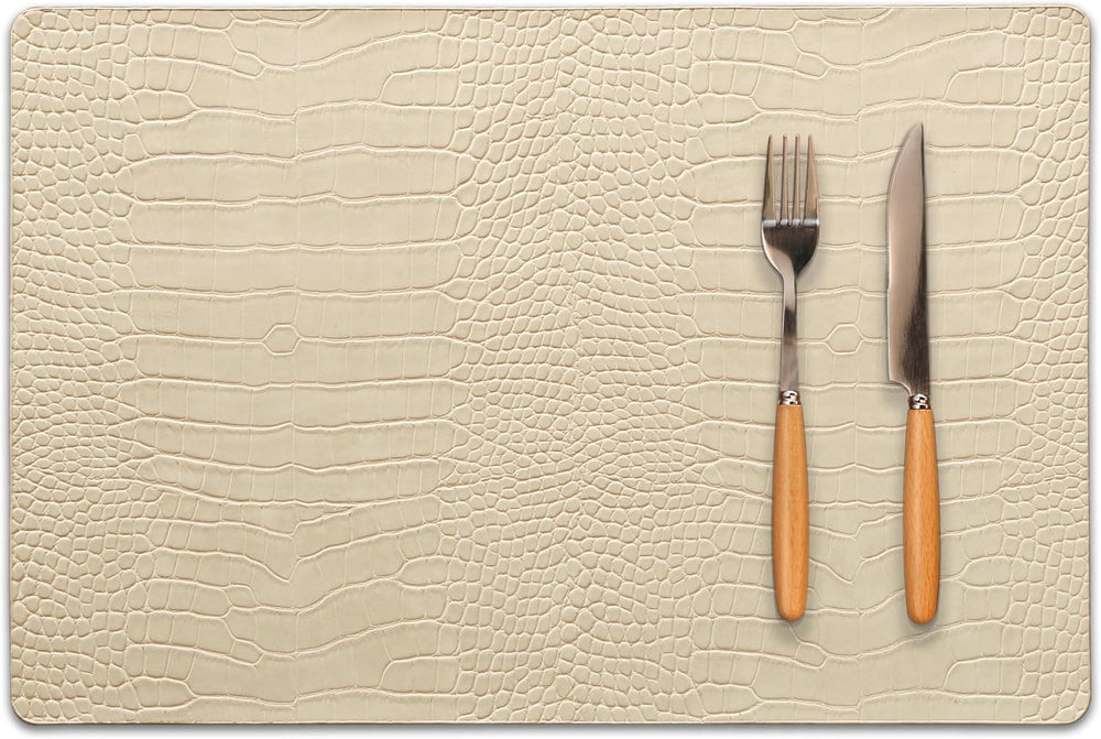 Faux Leather Placemats Set of 6, Waterproof & Heat Resistant Dinner Place...