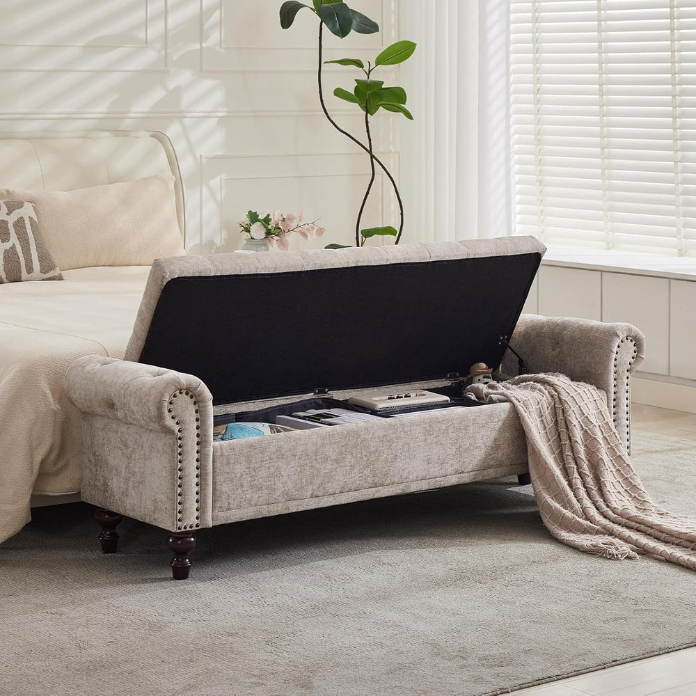 SOFTHION Storage Bench for Bedroom, 67" End of Bed Bench King Size, Upho...