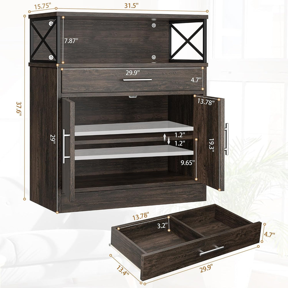 Shintenchi Kitchen Storage Cabinet with Adjustable Shelves and Drawers, Moder...