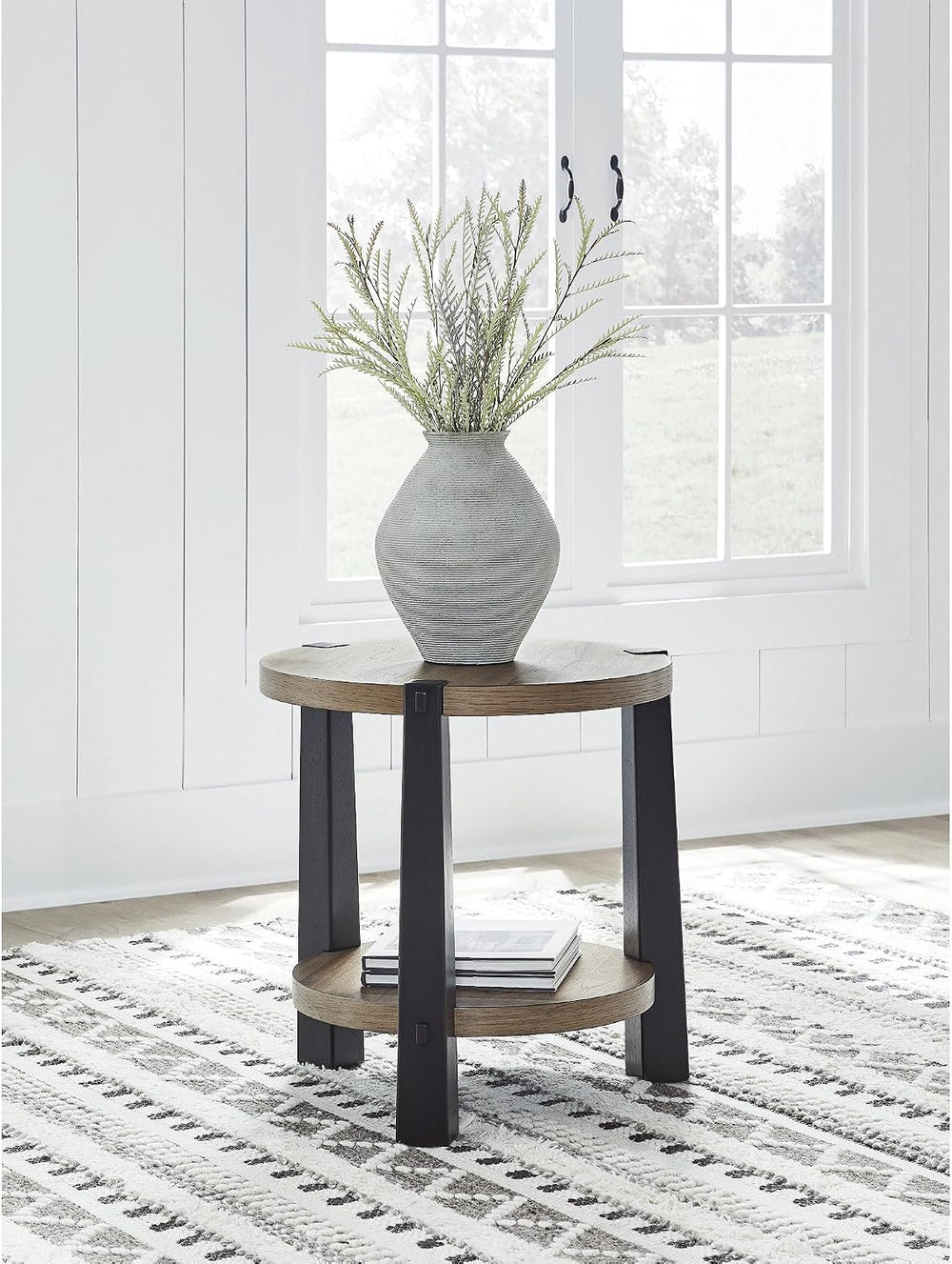 Signature Design by Ashley Ridgester Farmhouse End Table with Storage, Light ...