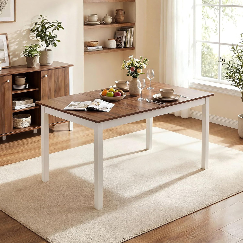 Giantex Dining Table for 4-6, 60" Rectangular Kitchen Table with Solid R...