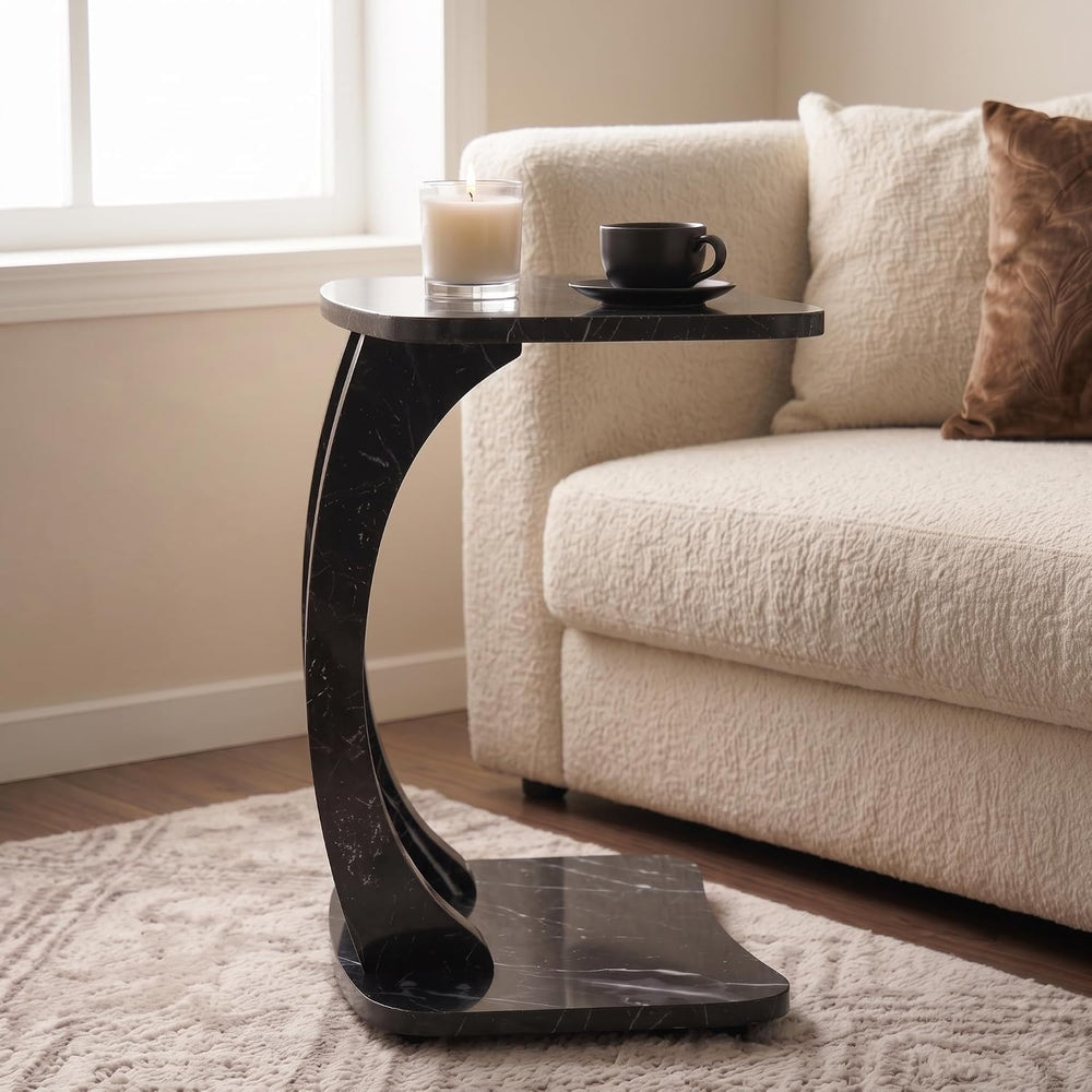 Modern C-Shaped Side Table, Curved End Table for Couch, Sofa & Bed,
