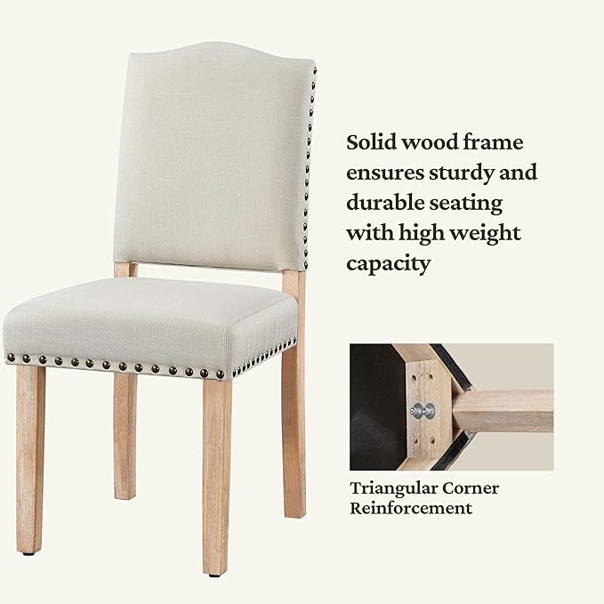 Yaheetech Upholstered Dining Chairs Set of 2 Classic Fabric Kitchen Chairs wi...
