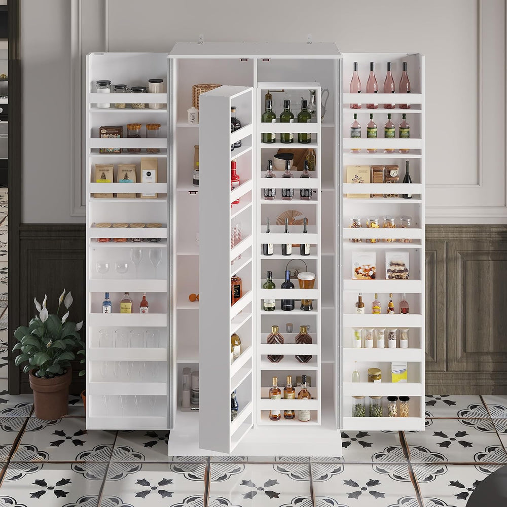AIEGLE Kitchen Storage Cabinet with Doors & Rotatable Shelves, 72" T...