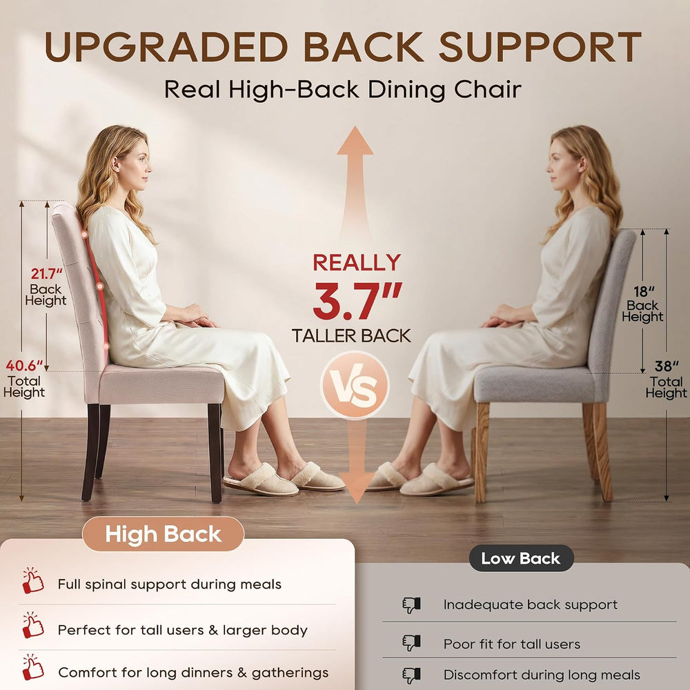 Tufted Dining Chair Fabric Button Upholstered Modern Kitchen Diner Set of 2