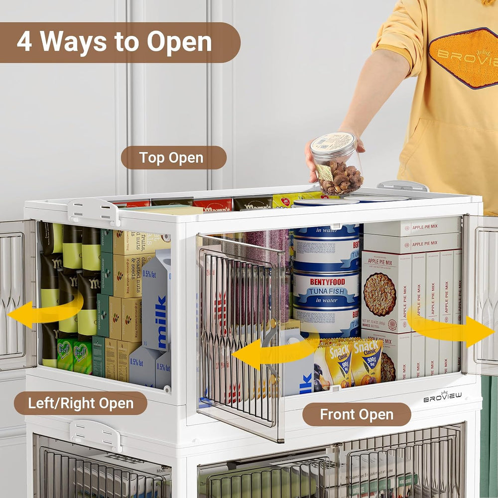 BROVIEW 90Gal Large Stackable Storage Bins with Lids, Plastic Closet Organize...