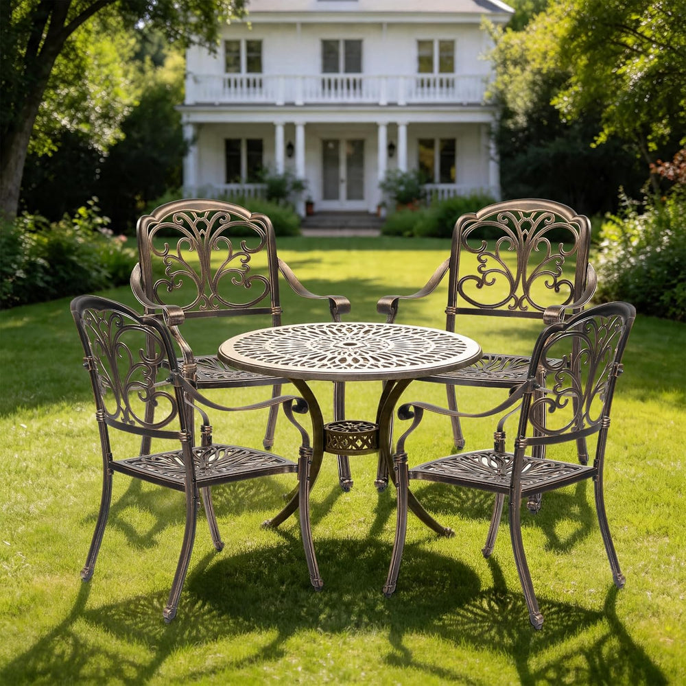 VINGLI Patio Chairs Set of 4 - Stackable Outdoor Cast Aluminum Dining Chairs ...