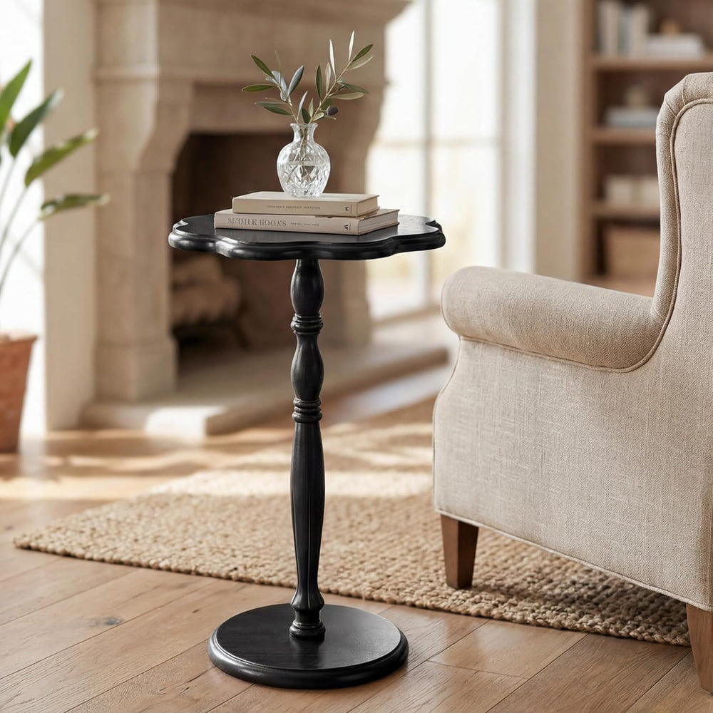 STO'SENSE Black Round Side Table,Drink Table for Small Spaces,Mid-Century...