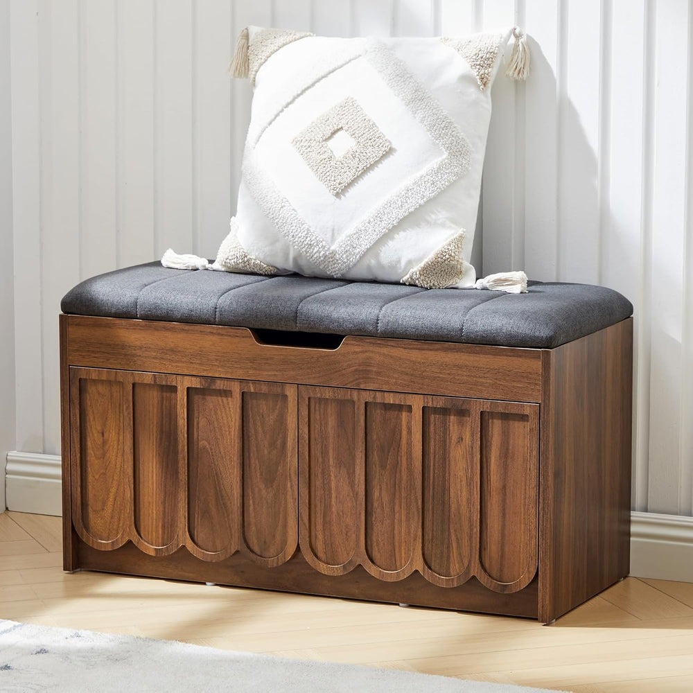 ORRD Shoe Storage Bench with Cushion, Entryway Shoe Cabinet Bench with 2 Scal...