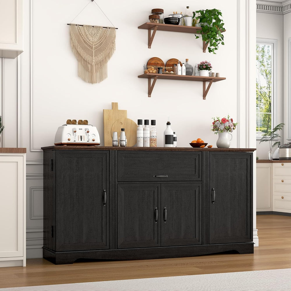 65" Sideboard Buffet Cabinet with Storage, Farmhouse Kitchen Pantries Si...