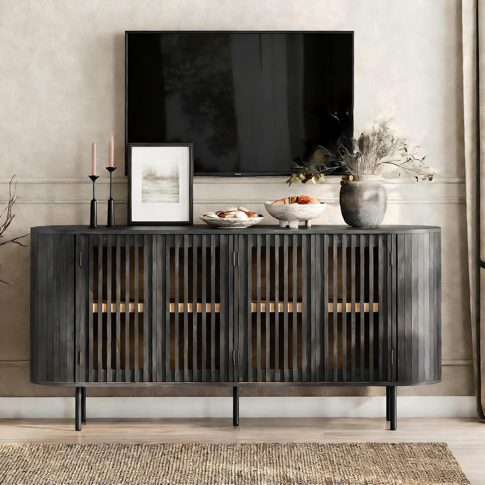 WAMPAT Fluted Sideboard Buffet Cabinet, 65" Mid Century Modern Credenza ...