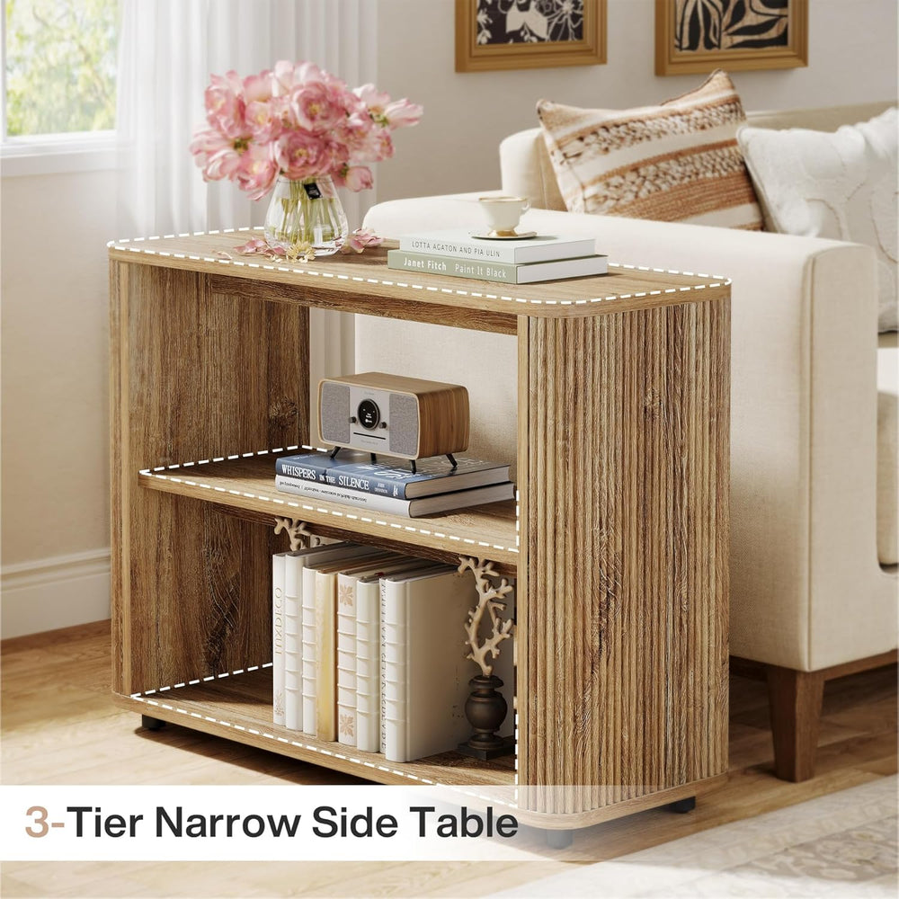 Tribesigns Narrow Side Table, 3-Tier End Table for Living Room, Small Fluted ...