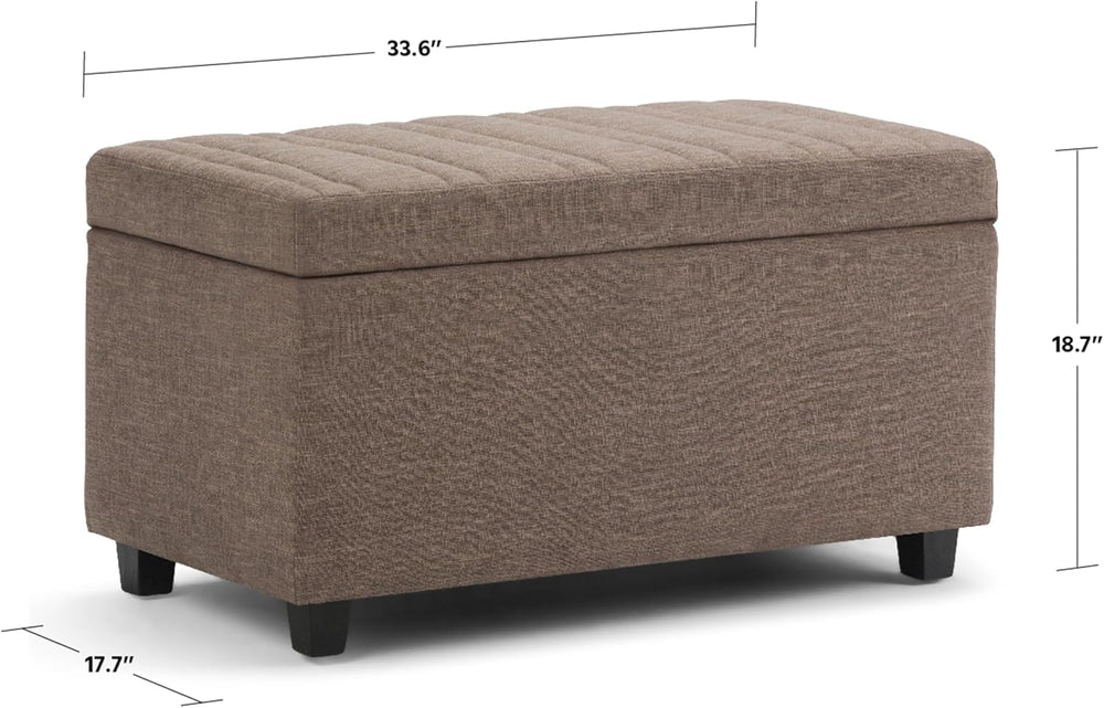 SIMPLIHOME Darcy 33 inch Wide Contemporary Rectangle Storage Ottoman Bench in...