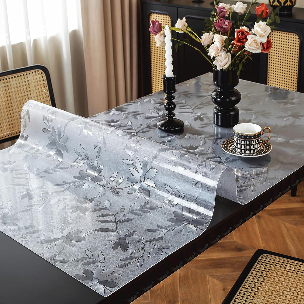 Floral Table Protector 40" x 78", 1.5mm Thick Vinyl Desk Mat