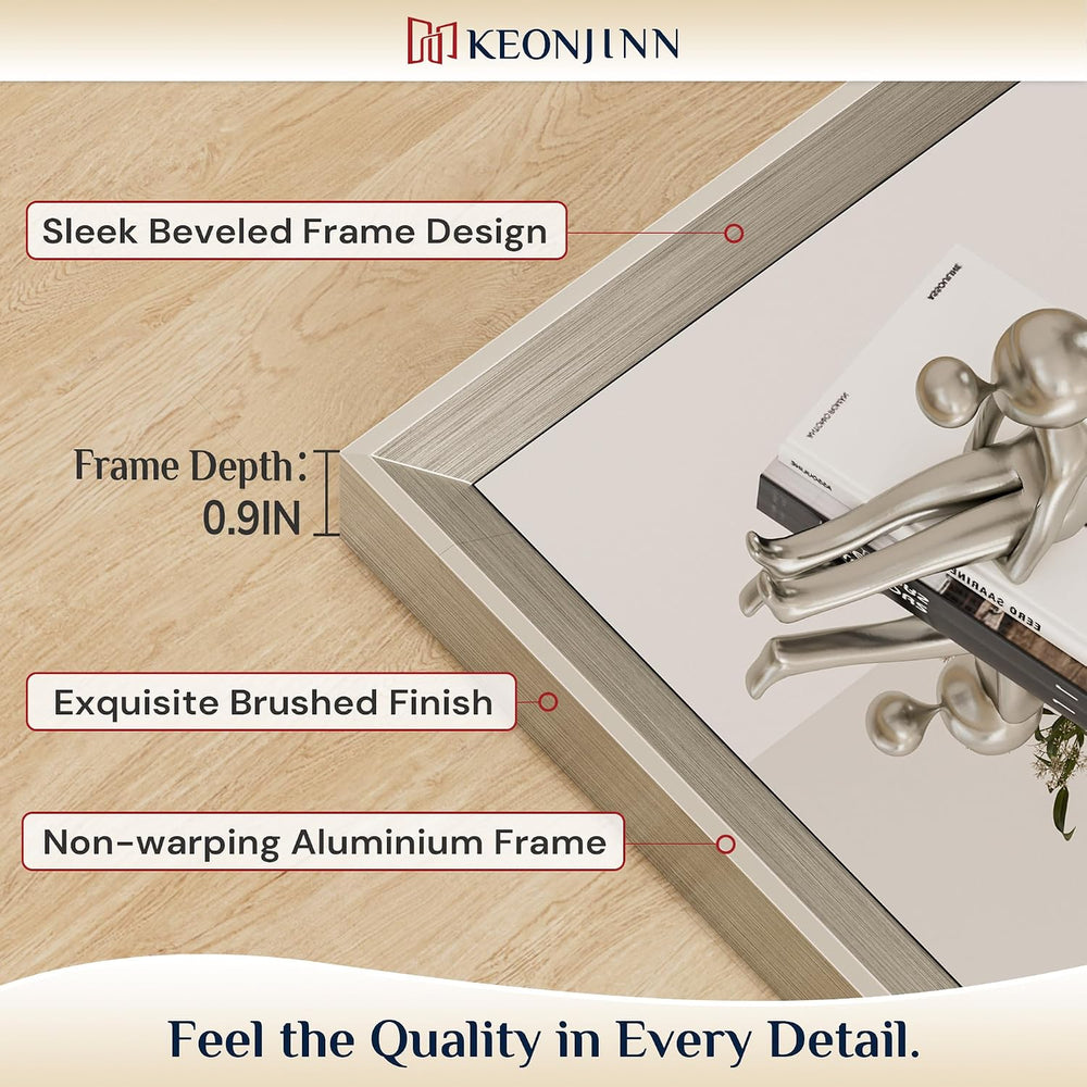 Keonjinn 48 x 30 Inch Brushed Nickel Bathroom Mirrors for Over Sink