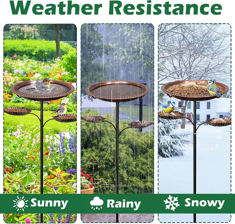 Bird Bath for Outside,2-in-1 Detachable Bird Feeder,Antique Bronze